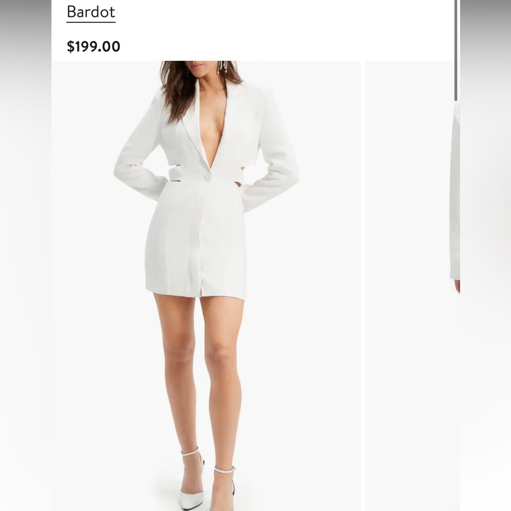 Bardot White Plunge Blazer Mini Dress